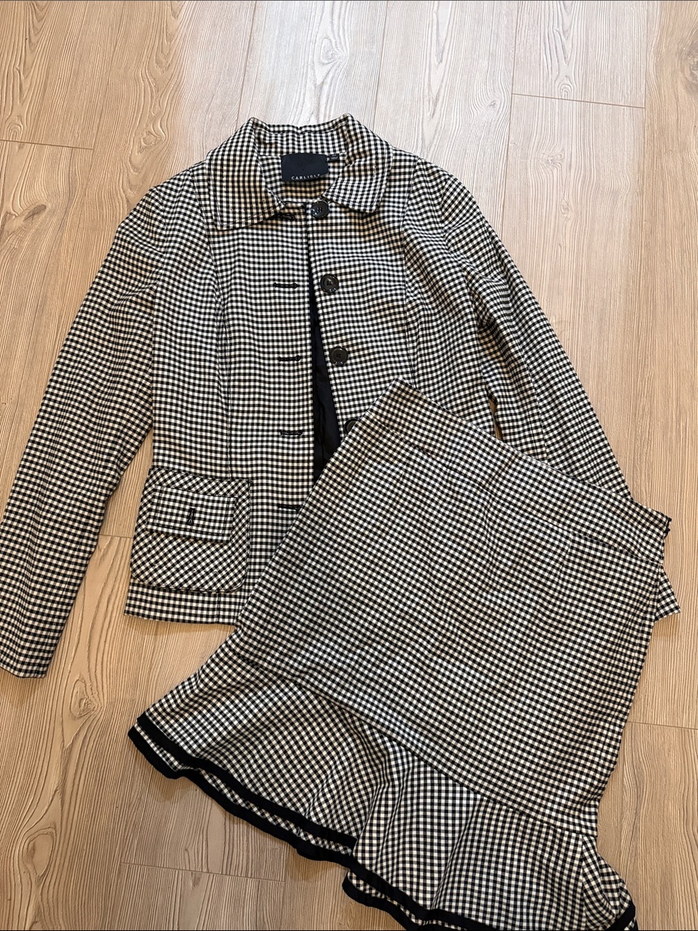 Carlisle Black & White Gingham Blazer and Skirt Set Size 4